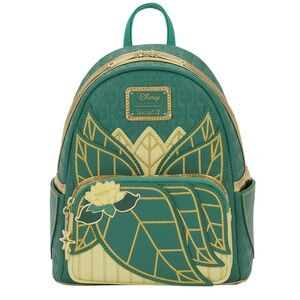Loungefly Disney princess and the frog  Teal and Gold Leaf Backpack